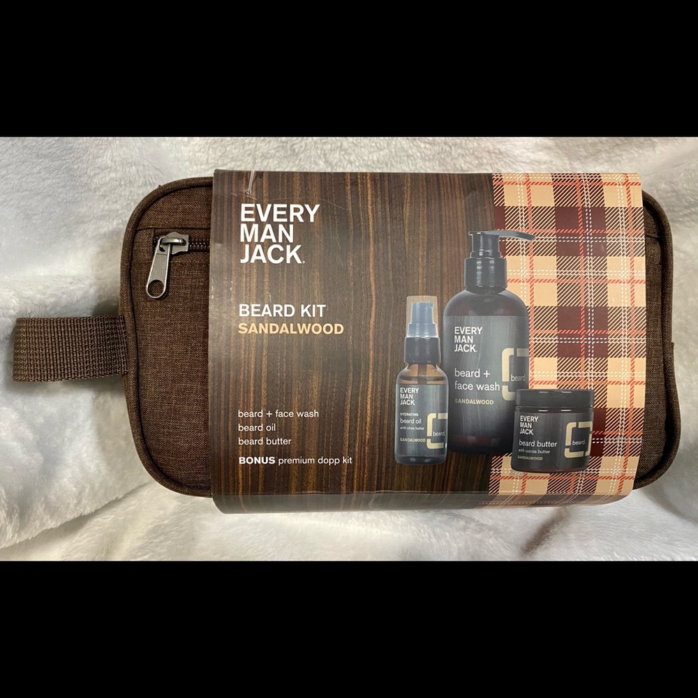 Every Man Jack Beard Kit • Sandalwood • Wash/Oil/Butter/Dopp Kit • NEW Gift Set